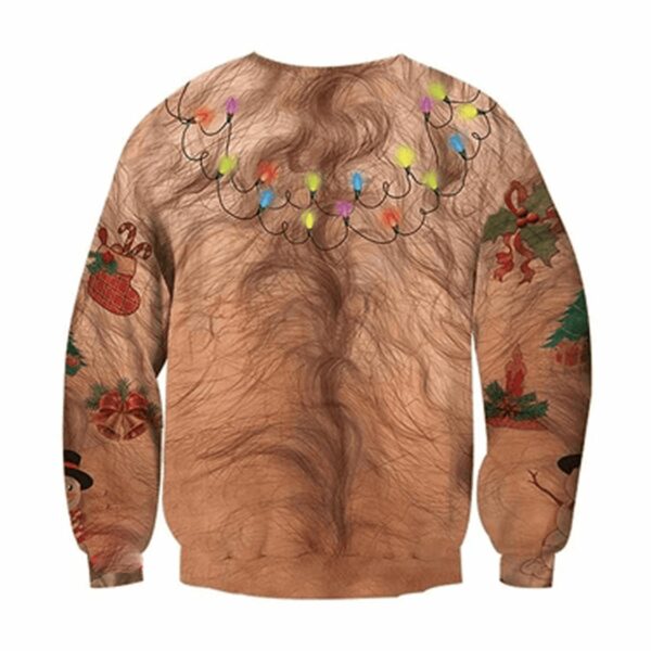 Bulbs Hairy Chest Christmas Ugly Sweater 2