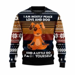 Peace Love And Dog Vintage Ugly Christmas Sweater