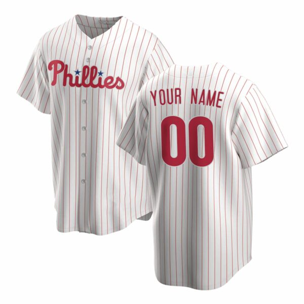 Phillies White Home Custom Jersey