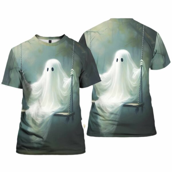 Women Halloween Ghost Sitting On The Swing T shirt