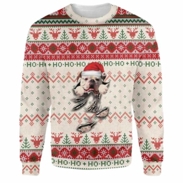 American Bulldog Scratch Ugly Christmas Sweater 4 7