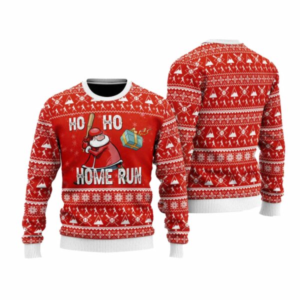 Baseball Ho Ho Homerun Ugly Christmas Sweater 1 1