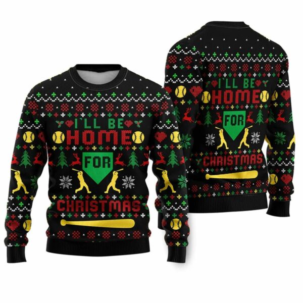 Baseball Home Run Ugly Christmas Sweater 1 1