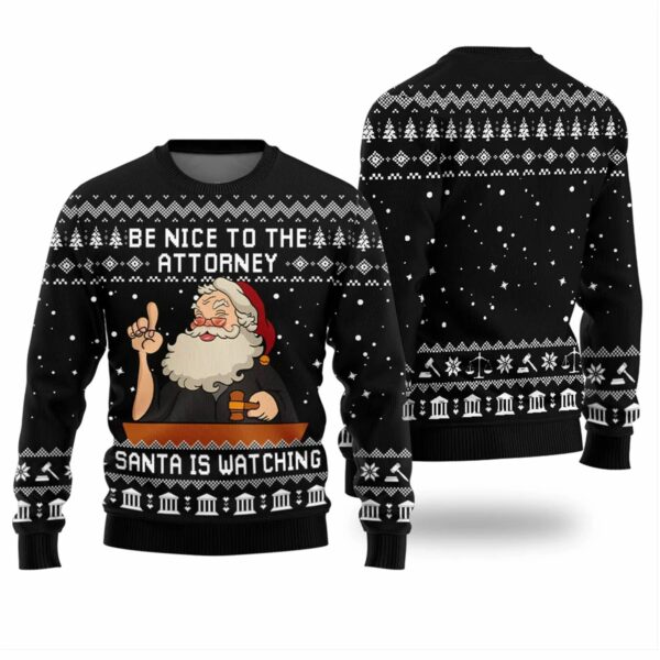 Be Nice To Attorney Funny Ugly Christmas Sweater 1 2