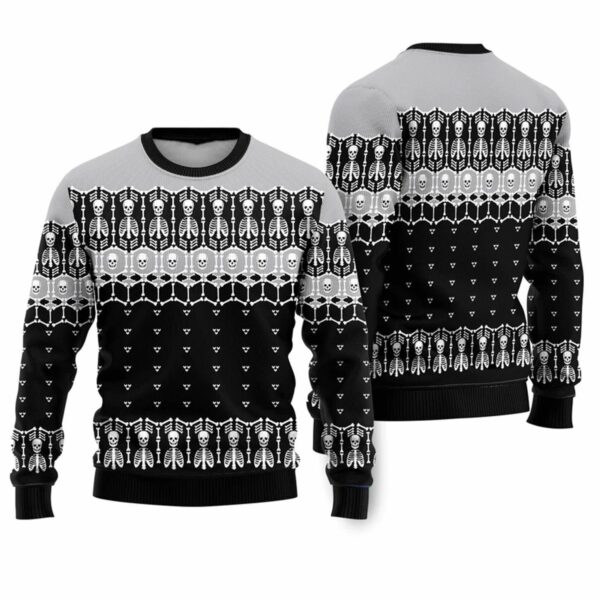 Black And White Skeleton Ugly Christmas Sweater 1 1