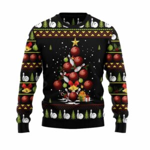 Bowling Christmas Tree Ugly Christmas Sweater 1 1