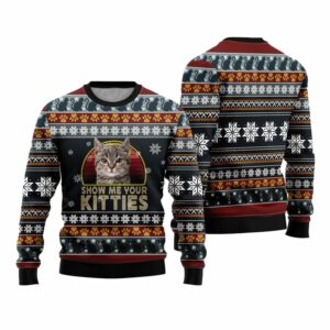 Cat Show Me Your Kitties Ugly Christmas Sweater 4 6