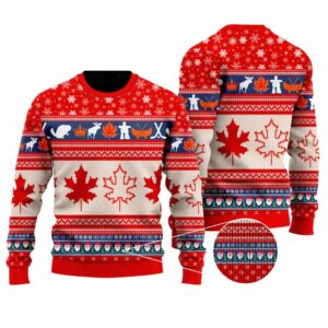 Christmas Canada Maple Leaf Ugly Christmas Sweater 1 1