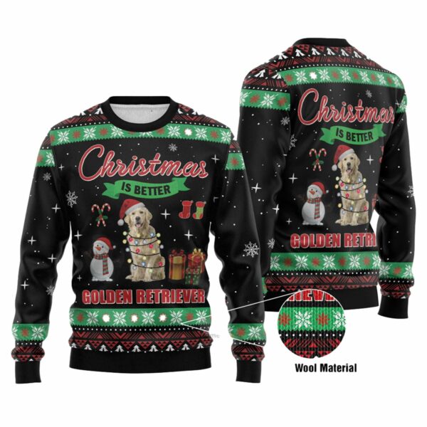 Christmas Is Better With Golden Retriever Ugly Christmas Sweater 4 7