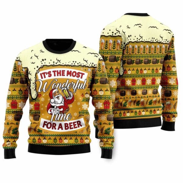 Christmas Most Wonderful Time For Beer Ugly Christmas Sweater 1 1