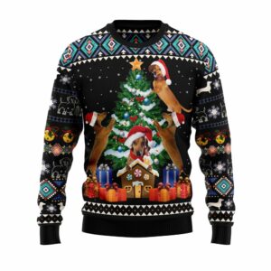 Dachshund Group Christmas Tree Ugly Christmas Sweater 4 6