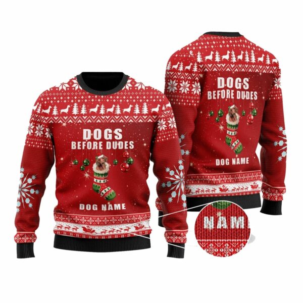 Dogs Before Dudes Ugly Christmas Sweater 1 1