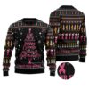 Faith Awareness Endurance Survivor Courage Hope Strength Cure Determination Breast Cancer Christmas Tree Ugly Christmas Sweater 4 6