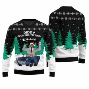 Funny Diddy Is Coming To Town Ugly Christmas Sweater 1 1