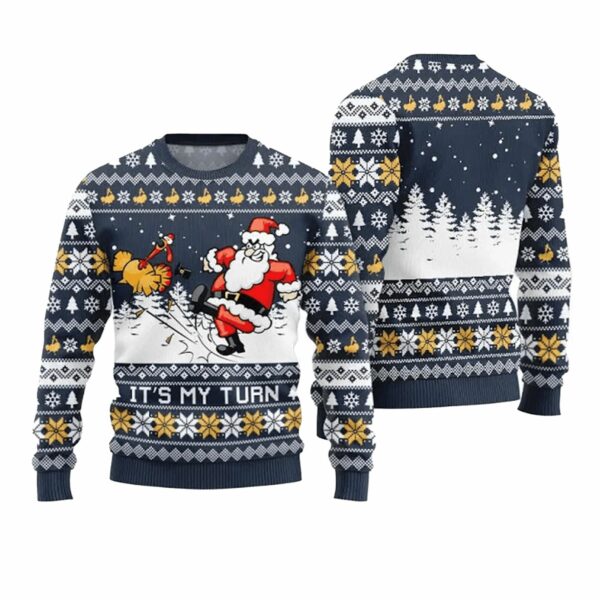 Funny Its My Turn Santa Turkey Ugly Thanksgiving Ugly Sweater 4 6