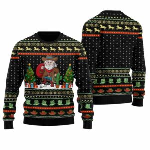 Funny Santa Cowboy Ugly Christmas Sweater 1 1