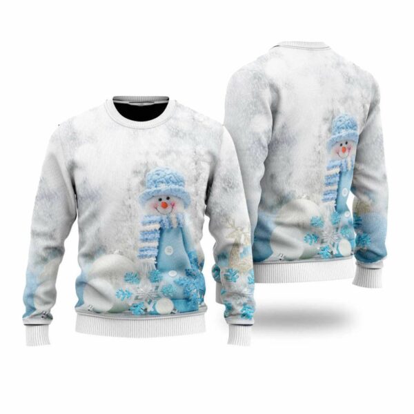 Get Festive with our Christmas Blue Snowman Ugly Sweater 1 1