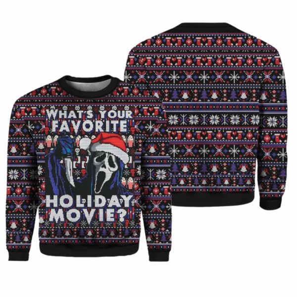 Ghostface Whats Your Favorite Holiday Movie Ugly Christmas Sweater 1 2