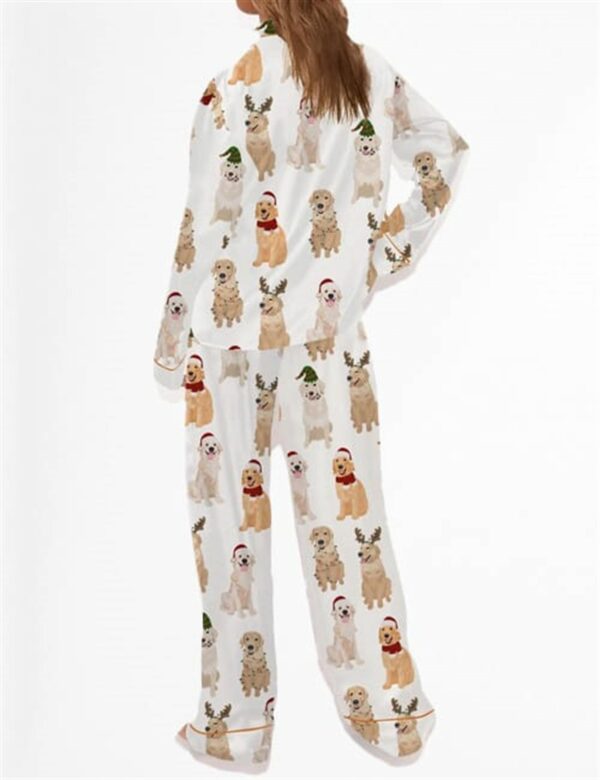 Golden Retriever Christmas Satin Pajama Set For Women 2