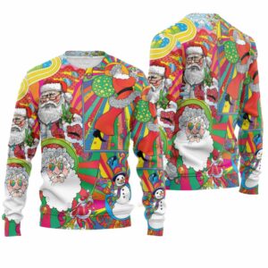 Hippie Santa Merry Christmas Ugly Christmas Sweater 4 6