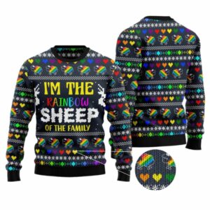 I Am The Rainbow Sheep Of Family Ugly Christmas Sweater 4 6