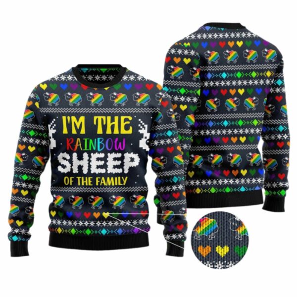 I Am The Rainbow Sheep Of Family Ugly Christmas Sweater 4 7