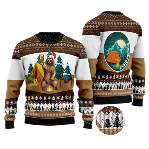 I Hate People Bear Ugly Christmas Sweater 4 7