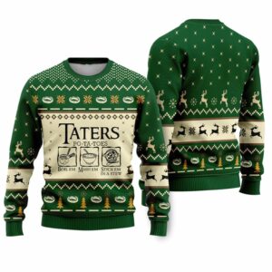 LOTR Funny Christmas Taters Potatoes Green Ugly Christmas Sweater 1 1