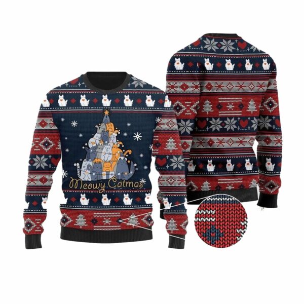 Meowy Catmas Christmas Cats Tree Ugly Sweater 4 6