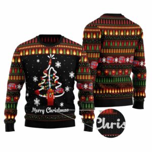 Merry Christmas Firefighter Ugly Christmas Sweater 4 6