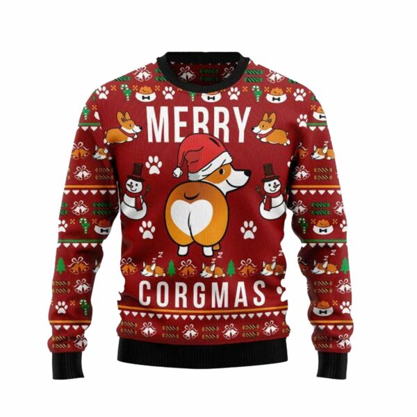 Merry Corgmas Funny Red Funny Ugly Christmas Sweater 1 1