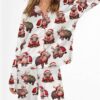 Moo Deng Christmas Satin Pajama Set For Women 3