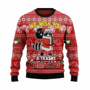 Raccoon We Wish You A Trashy Ugly Christmas Sweater 1 1