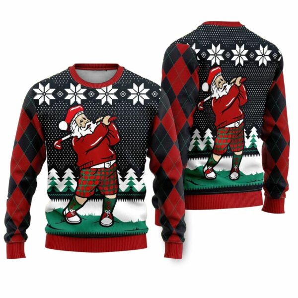 Santa Love Golf Ugly Christmas Sweater 1 1