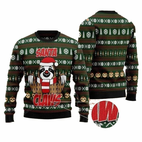 Sloth Santa Claws Ugly Christmas Sweater 4 6