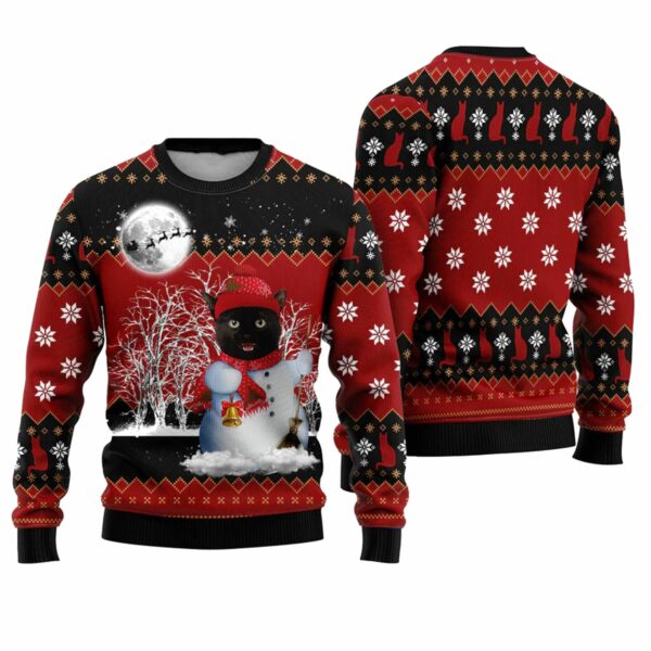 Snowman Cat Ugly Christmas Sweater 1 2