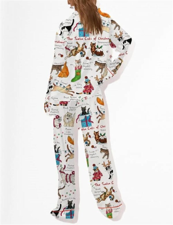 The Twelve Cats Of Christmas Satin Pajama Set 2