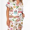 Watercolor Christmas Gingerbreads Satin Pajama Set 1