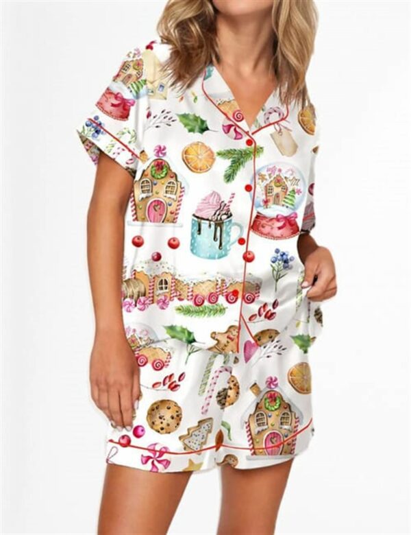 Watercolor Christmas Gingerbreads Satin Pajama Set 1