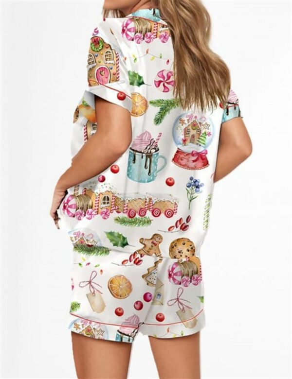 Watercolor Christmas Gingerbreads Satin Pajama Set 2