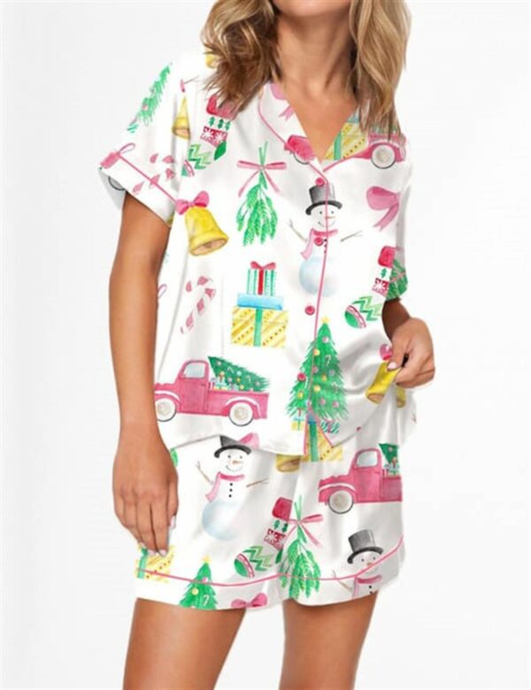 Watercolor Merry Christmas Satin Pajama Set For Women 1