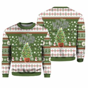 Weed Lit This Year Ugly Christmas Sweater 1 1