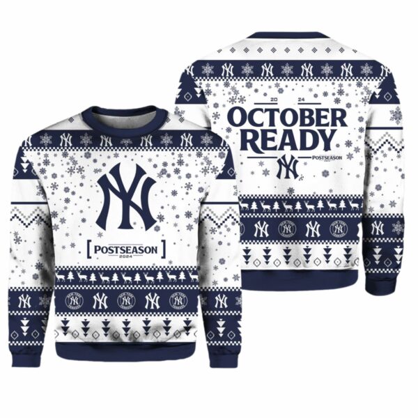 Yankees October Ready Postseason 2024 Ugly Christmas Sweater 1 2